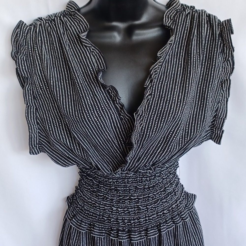 Max Studio Black/white Pin Stripe Wide Leg Jumpsuit - NWT, Sz L - Picture 3 of 10
